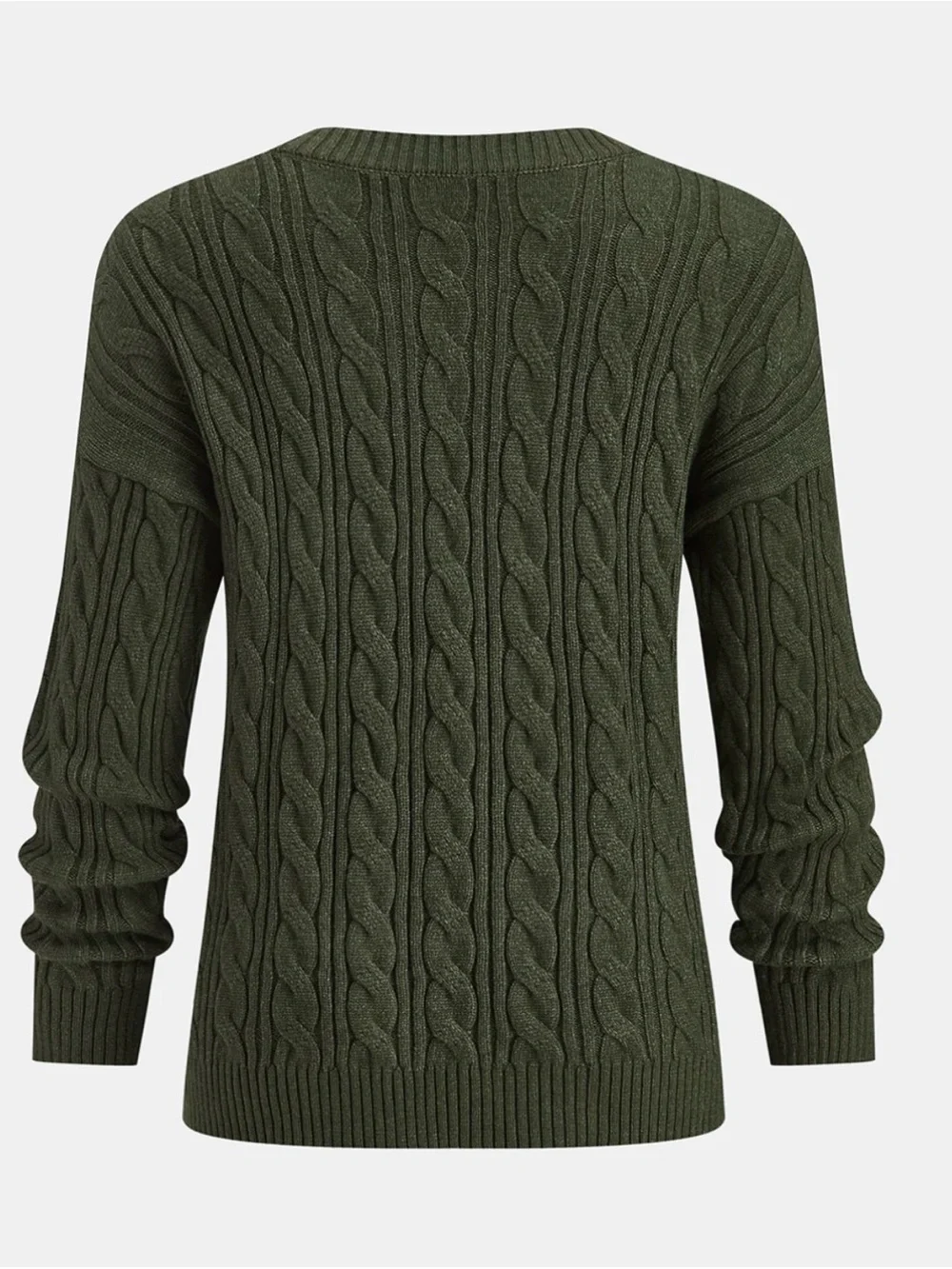 Commense Cable-Knit V-Neck Sweater & Wide-Leg Knit Pants Set